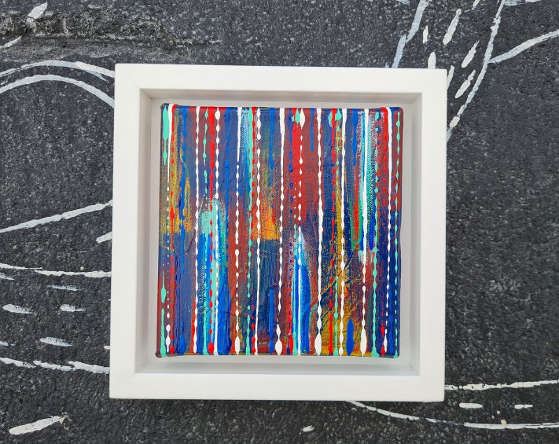 Coloured lines 12 2021, 15x15 (+R), Acryl-Lack auf LW, SOLD